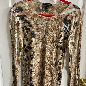 INC International Concepts Earthy Camouflage Top